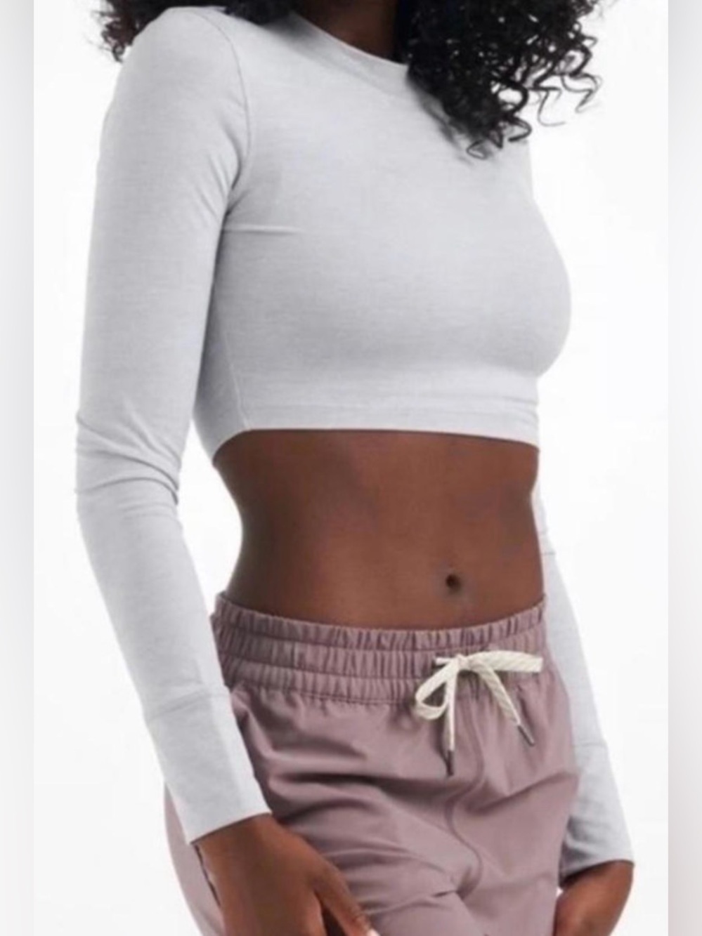 Vuori Lux Crop Long Sleeve Top Heather Gray Size Large EUC